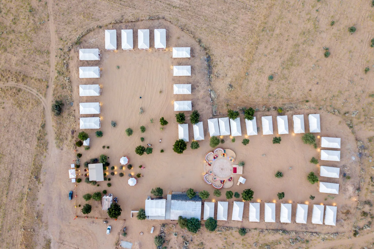 Desert lodge camp at night, Namibia